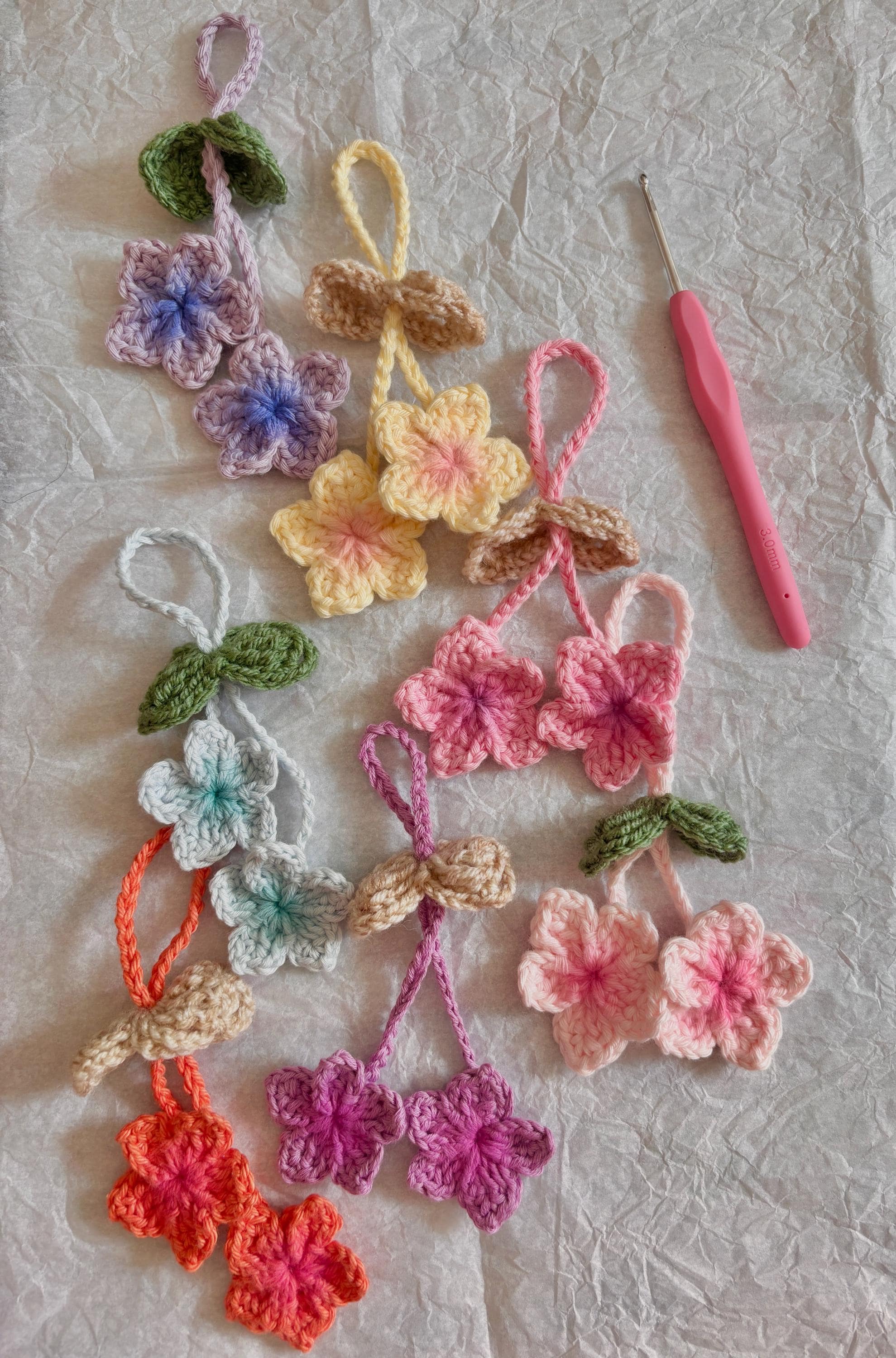 Flower Frangipani Hibiscus Bag Charm Pattern ONLY to DIY Make Your