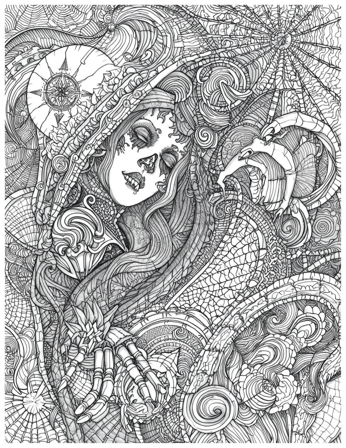 Gothic Adult Coloring Pages Printable 8 Intricate Dark Fantasy Png
