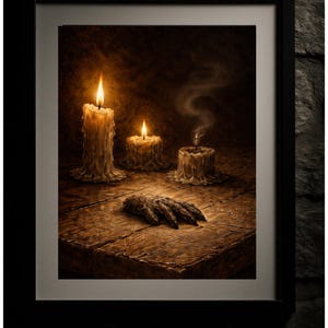 The Monkey’s Paw — Cursed Candlelit Still Life Gothic Horror Art Print