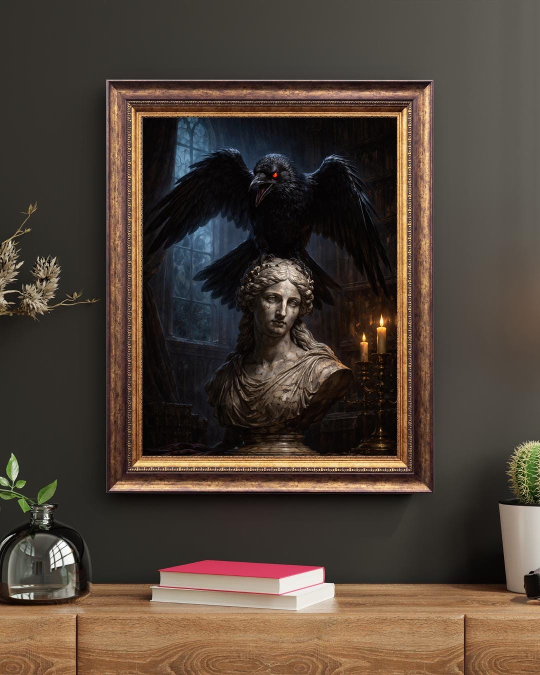 The Raven – Gothic Oil Painting Print Dark Academia Wall Art Poe ...