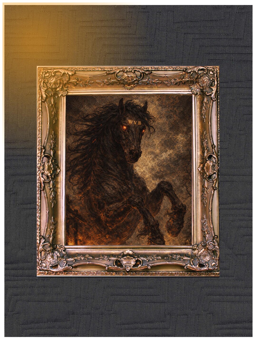 Metzengerstein Fiery Horse Print • Gothic Poe Art • Dark Fantasy Wall ...