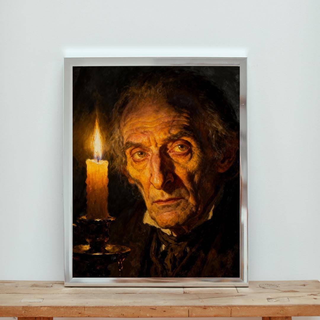 Ebenezer Scrooge Candlelight Portrait – A Christmas Carol Printable Art ...