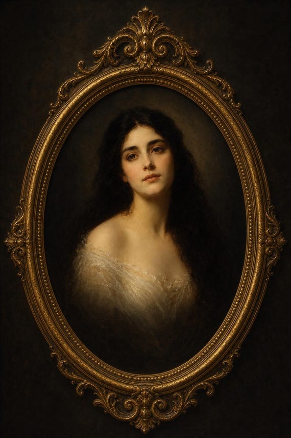 The Oval Portrait • Poe‑Inspired Victorian Artwork • Gothic Digital Print