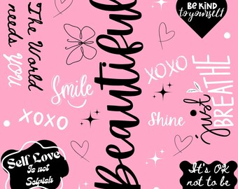 Beautiful-self love tumbler mugg vattenflaska rosa och svart