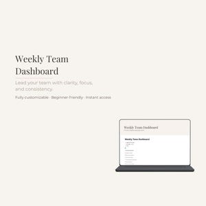 Weekly Team Dashboard Notion Template | Team Management, Task Tracker, Meeting Agenda, Leadership Planner