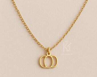 Collar de calabaza en oro vermeil de 22 quilates con dije de plata de ley para Halloween