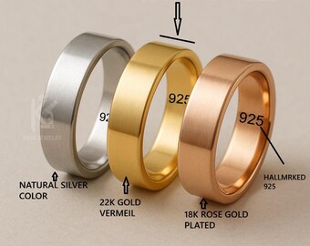 Sterling Silver Flat Band Ring, Comfort Fit, 2-10mm Widths
