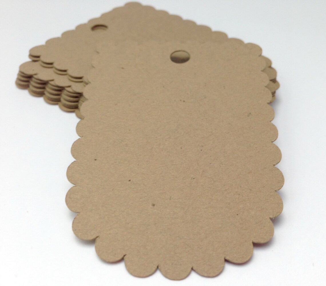 50 Kraft Scalloped Tags Scalloped Gift Tag Favor Tag Etsy