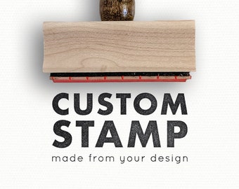 Personalized Stamp with Logo Name - Custom Rubber Stamp with Wood Handle  Customized Soap Stamps Multiple Size for Business - Rectangle 1x2