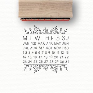 Perpetual Calendar Stamp | Floral Calendar Planner Stamp | Agenda Planner Minimalist Journal | Bujo Rubber Stamp | Journal Stamps BJ