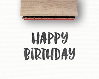 Happy Birthday Stamp | DIY Ribbon Ideas | 70s Retro Style Packaging Stamp | DIY Birthday Party Kit Wood Mount Rubber Stamp | Etsy Bday Card