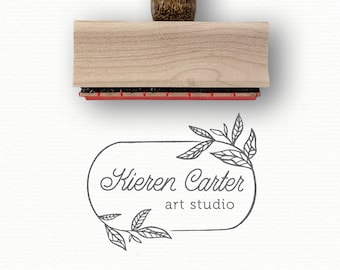 Custom Stamp - Leaf Art Studio Logo Design | Feminine Logo Design | DIY Custom Packaging | Custom Rubber Stamp | Artist Custom Logo Stamp