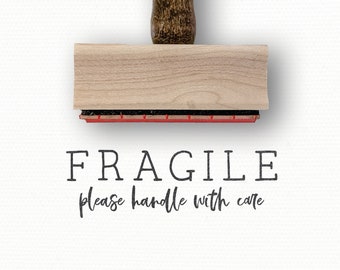 FRAGILE Stamp | Fragile Please Handle With Care Stamp | Ceramics Pottery Packaging Stamp | Fragile Rubber Stamp | Large Simple Stamp | Calli