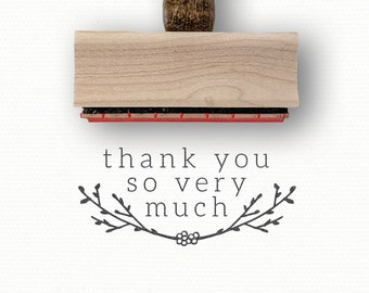 Thank You Stamp | Thank You So Very Much Stamp | Thank You Rubber Stamp | Custom Packaging Stamp | Gift Tag Stamp | Simple Branch Stamp