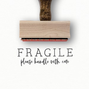 FRAGILE Stamp Fragile Please Handle With Care Stamp Ceramics Pottery Packaging Stamp Fragile Rubber Stamp Large Simple Stamp Calli image 1