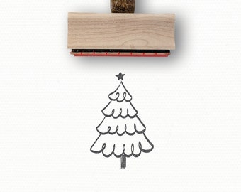 Whimsical Christmas Tree Stamp, a Holiday Rubber Stamper for DIY Christmas Cards, Gift Wrap, Tags and Holiday Crafts by Modern Maker Stamps