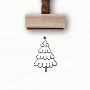 Whimsical Christmas Tree Stamp, a Holiday Rubber Stamper for DIY Christmas Cards, Gift Wrap, Tags and Holiday Crafts by Modern Maker Stamps