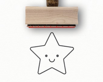 Happy Star Stamp | Smile Kawaii Star Rubber Stamp | Teacher Stamp | Planner Stamps | Gift for Her | DIY Valentine's | Scrapbooking Stamps