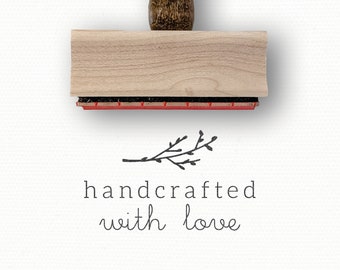Handcrafted with Love Stamp | Handcrafted Stamp | Handmade With Love Rubber Stamp | Product Packaging Stamp | Gift Tag Stamp | Simple Branch
