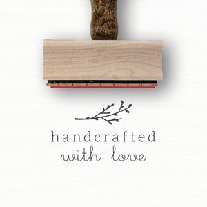 Handcrafted with Love Stamp | Handcrafted Stamp | Handmade With Love Rubber Stamp | Product Packaging Stamp | Gift Tag Stamp | Simple Branch