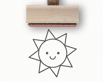 Happy Sun Stamp | Smile Kawaii Sunshine Stamp | Teacher Stamp | Planner Stamps | Gift for Her | DIY Valentine's | Scrapbooking Rubber Stamp