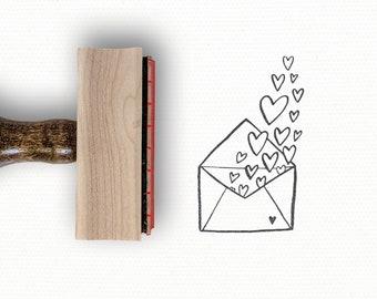 Hearts Mail Stamp, a Hand-Drawn Rubber Stamper for DIY Happy Snail Mail Packaging designed by Modern Maker Stamps | 0124