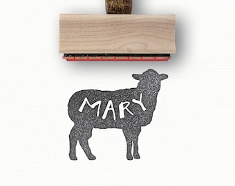 Custom Sheep Name Stamp | Custom Personalized Name Mary Rubber Stamp | Farm Animal Stamp | 5th 6th 7th 8th 9th 10th 16th 18th Birthday Gift