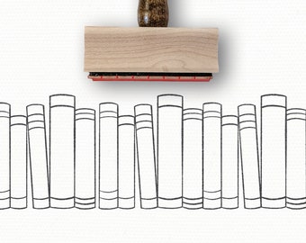 Book Stack Stamp, a 5-Book Bookish Rubber Stamp for your Reading Journal designed by Modern Maker Stamps | 0418