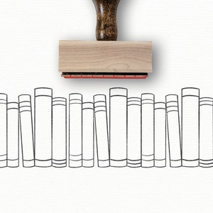 Book Stack Stamp, a 5-Book Bookish Rubber Stamp for your Reading Journal designed by Modern Maker Stamps | 0418