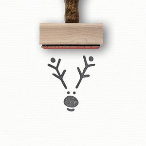 Reindeer Stamp | Mini Minimalist Christmas Stamps | Reindeer Rubber Stamp | Holiday Stamps | DIY Christmas Gift Tags | Wood Mounted Stamp