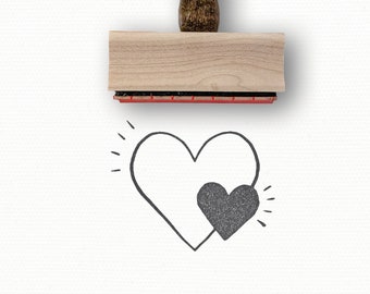 Hearts Stamp, a Hand-Drawn Rubber Stamper for DIY Valentine's Cards and Packaging in Mini Small to Large by Modern Maker Stamps | 0124