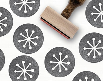 Retro Pattern Stamp | For DIY Christmas Gift Wrap | Nordic MCM Holiday Christmas Packaging Stamp | Wood Mounted Rubber Stamp Etsy Packaging