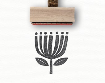Retro Flower Rubber Stamp | MCM Christmas Gift Wrap
