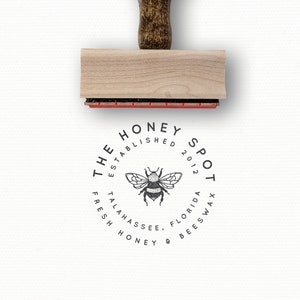 Custom Stamp : Bee Logo | Beekeeper Honey | Branding Packaging Stamp Design | Custom Logo Stamp | Custom Rubber Stamp | Modern Maker Stamps
