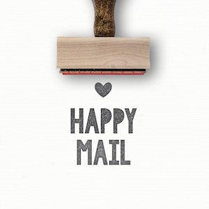 Happy Mail Stamp | DIY Snail Mail Packaging Stamp | Pen Pal Gift | Cute Etsy Packaging Rubber Stamp | 30th Birthday Gift | Small Large Stamp