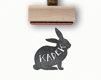 Custom Bunny Rabbit Name Stamp | Custom Personalized Name Animal | Wood Mounted Rubber Stamp by Creatiate | Your Spirit Animal | Easter Gift