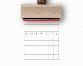 Goal Habit Tracker Stamp (SUNDAY 1st) | Perpetual Calendar Planner Stamps | Planner Minimalist Journal | Bujo Rubber Stamp Journal BJ