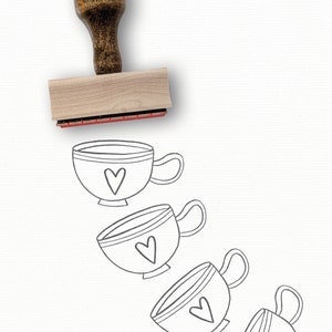 Heart Coffee Cup Stamp, a Hand-Drawn Teacup Stamp for DIY Crafting and Packaging designed by Modern Maker Stamps | 0105