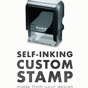 May include: A black self-inking custom stamp with the text "trodat printy 4911" on it. The stamp is made from your design.