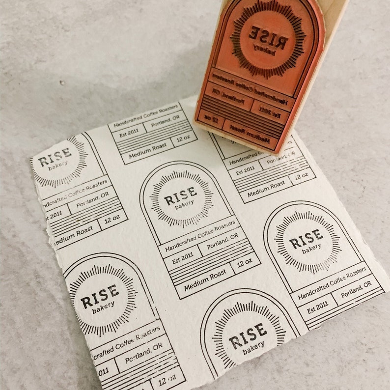 Sunshine Bakery Coffee Roaster Logo Design Home Brew Coffee Custom Packaging Custom Rubber Stamp Custom Stamp Cafe Custom Logo Stamp