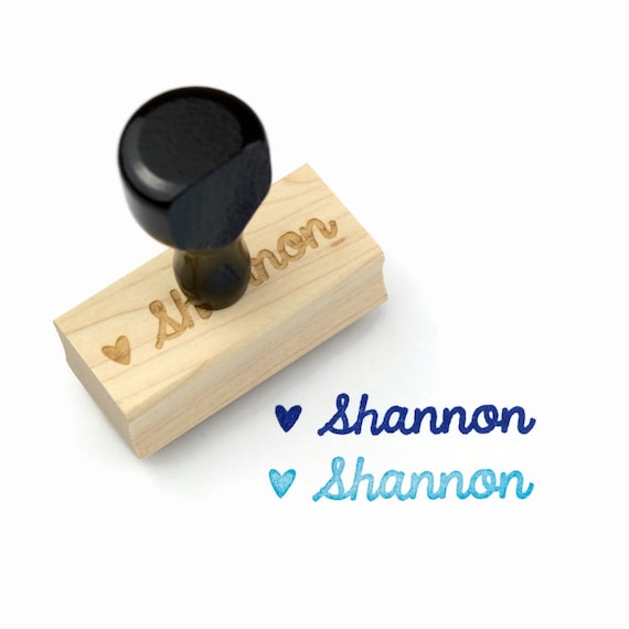 Custom Name Stamp Cursive Custom Stamp Mother's Day Pen Pal Gift Heart Name  Galentine's Valentine's Gift Stamp Wood Rubber Stamp 
