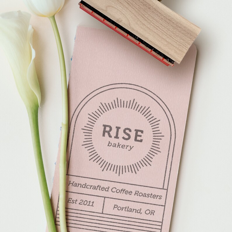 Sunshine Bakery Coffee Roaster Logo Design Home Brew Coffee Custom Packaging Custom Rubber Stamp Custom Stamp Cafe Custom Logo Stamp