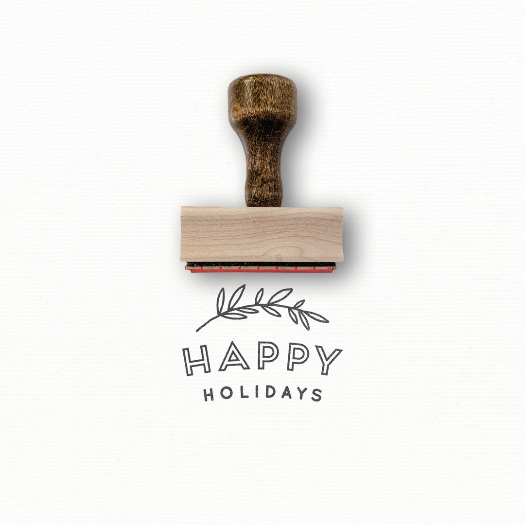 Happy Holidays Stamp Happy Holidays 2023 Rubber Stamp Holiday Stamps