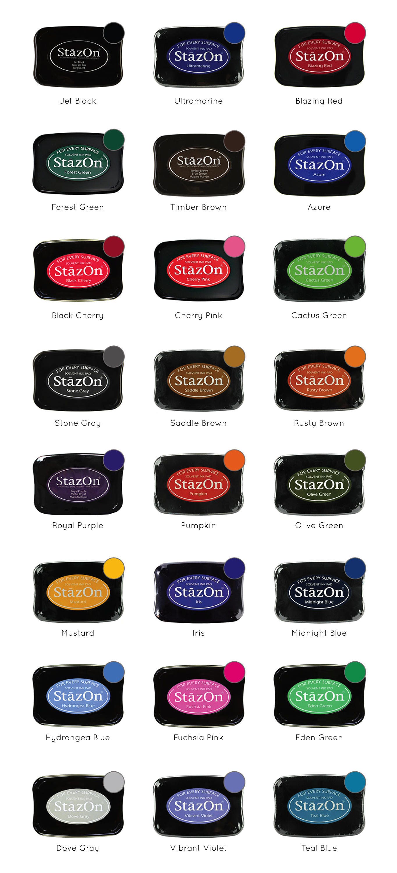 Avonturier Sjah Rustiek Stazon Ink Pad Choose Your Colors Quick Drying Solvent - Etsy