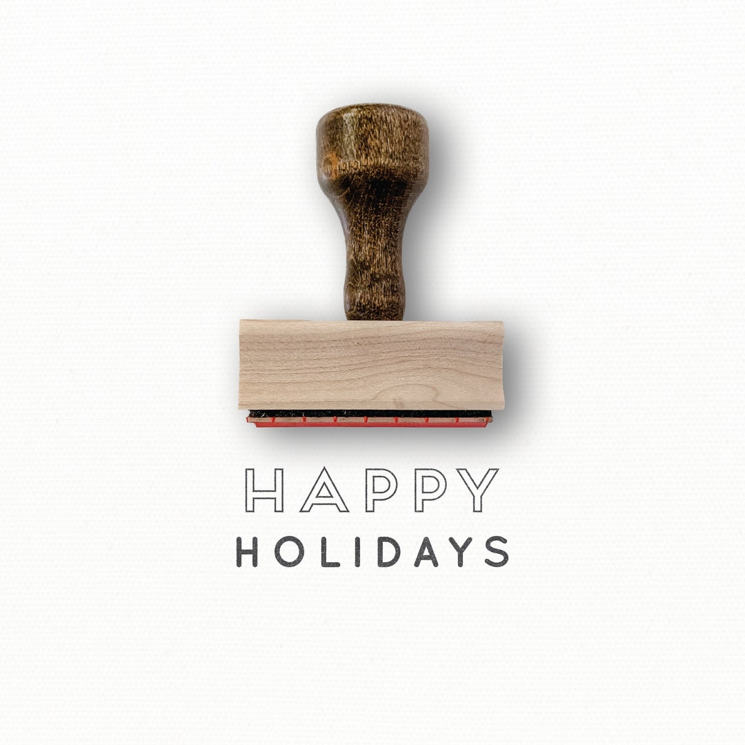 Happy Holidays Stamp Happy Holidays 2023 Rubber Stamp Holiday Stamps