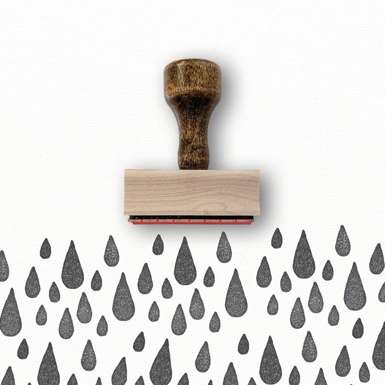 Rubber Stamp A Little Fall of Rain Teacher Stamp Weather Rainy Day Tear Drops Stamp Etsy Packaging Stamp Rain Stamp Weather Stamps image 1