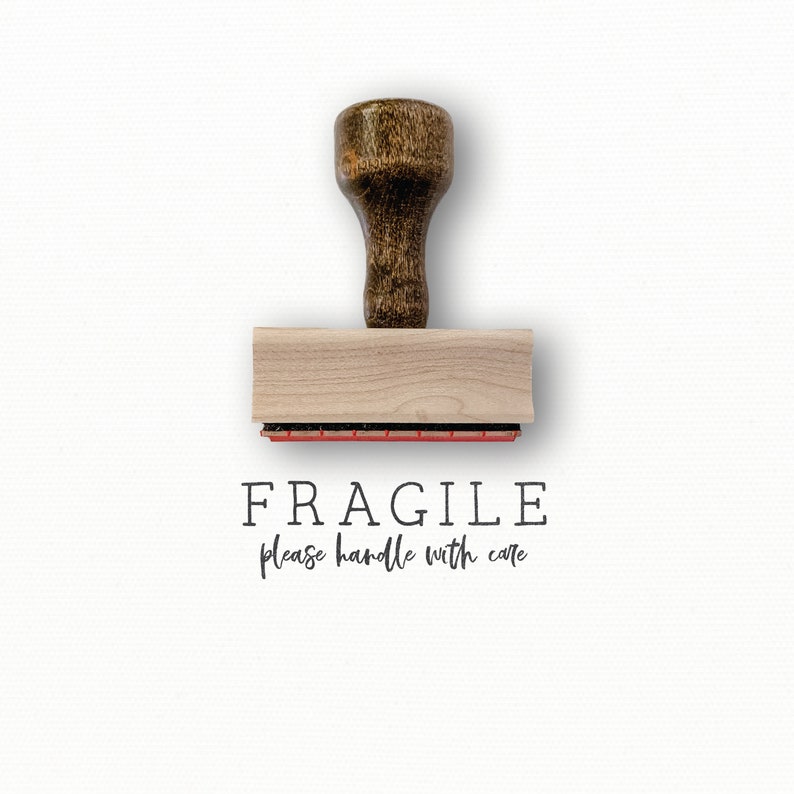 FRAGILE Stamp Fragile Please Handle With Care Stamp Ceramics Pottery Packaging Stamp Fragile Rubber Stamp Large Simple Stamp Calli image 1