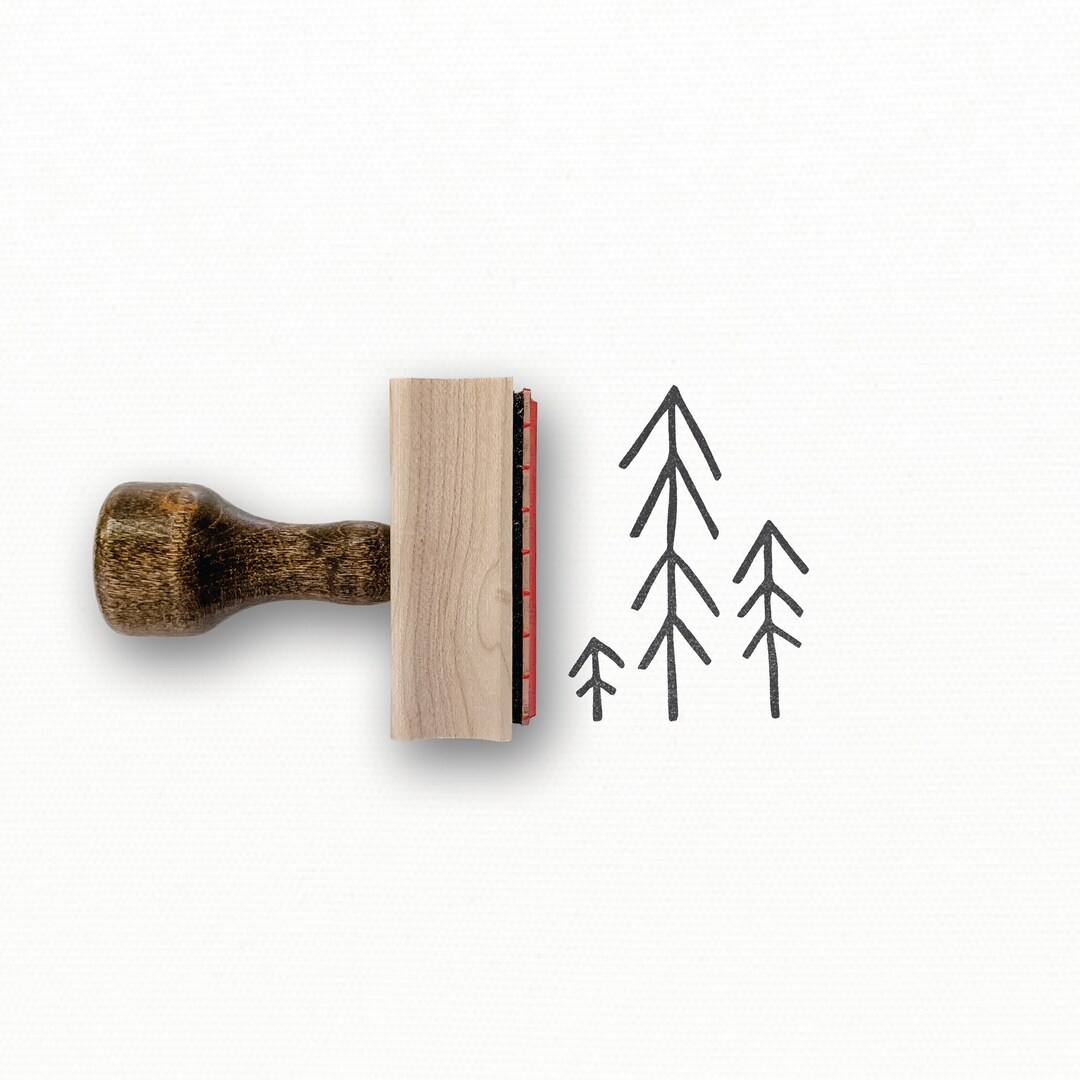 Simple Trees Stamp | Holiday Stamps | Minimalist Christmas Tree Stamp | Christmas Gift Tags ...