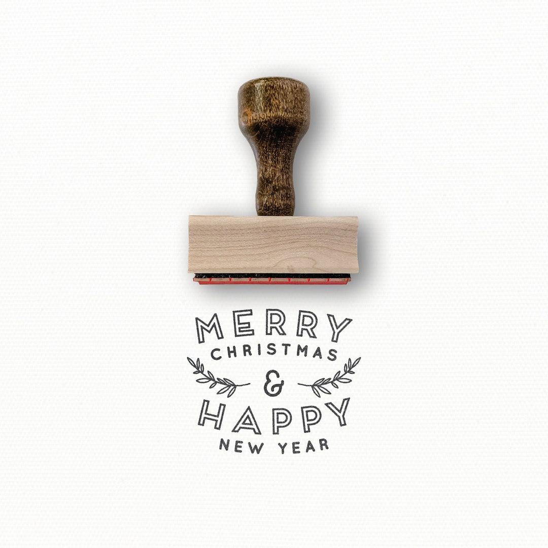 Deep Red Stamps Festive Merry Christmas Rubber Cling Stamp