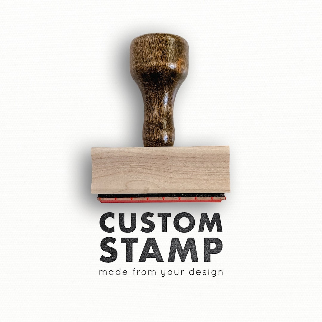 Personalized Stamp with Logo Name - Custom Rubber Stamp with Wood Handle  Customized Soap Stamps Multiple Size for Business - Rectangle 1x3